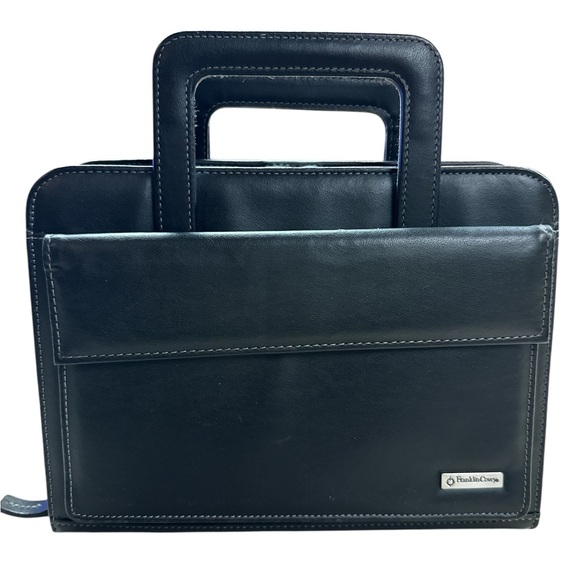 Franklin Covey Day One Planner Binder w/Handle 7 Ring Black Leather Zip Around - Picture 1 of 9